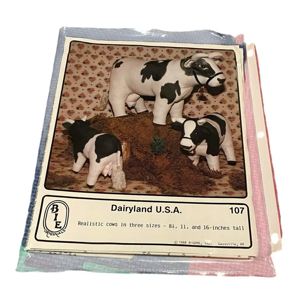 BIE Originals Sewing Pattern 107 Cows in Three Sizes Dairyland U.S.A. 1988 UNCUT